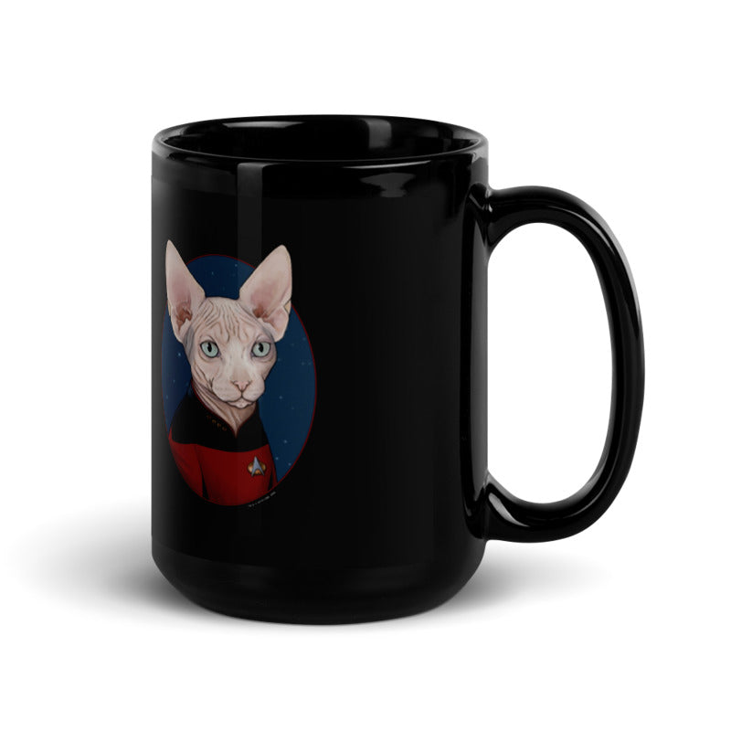 Star Trek: The Next Generation Picard Cat Portrait Black Mug