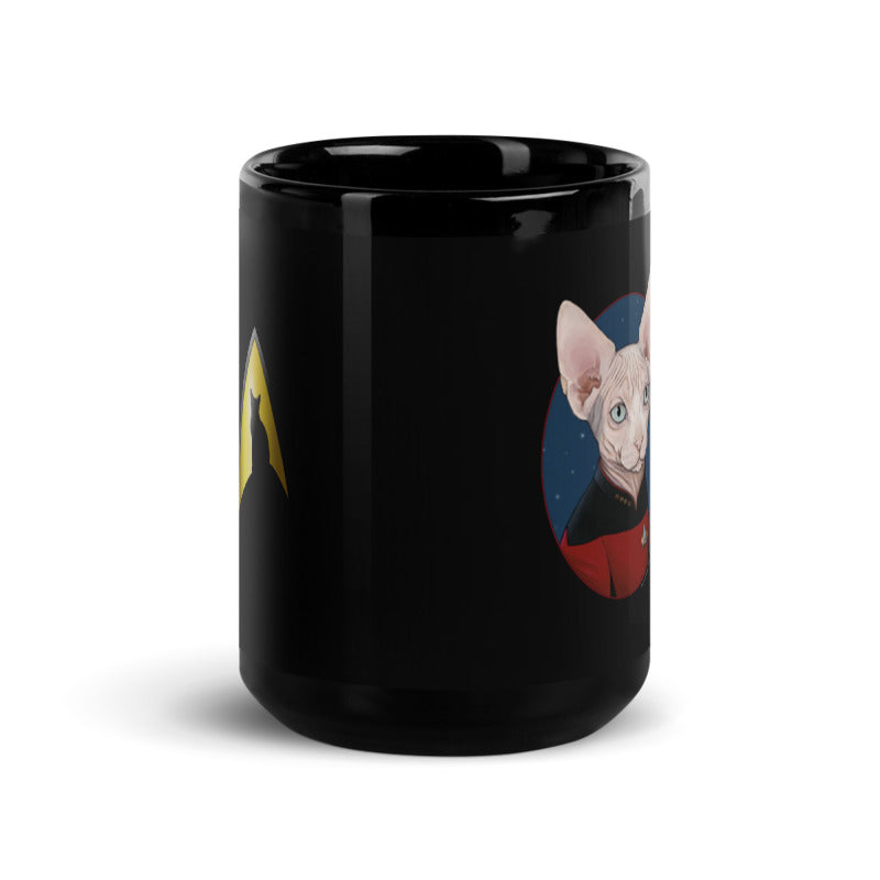 Star Trek: The Next Generation Picard Cat Portrait Black Mug