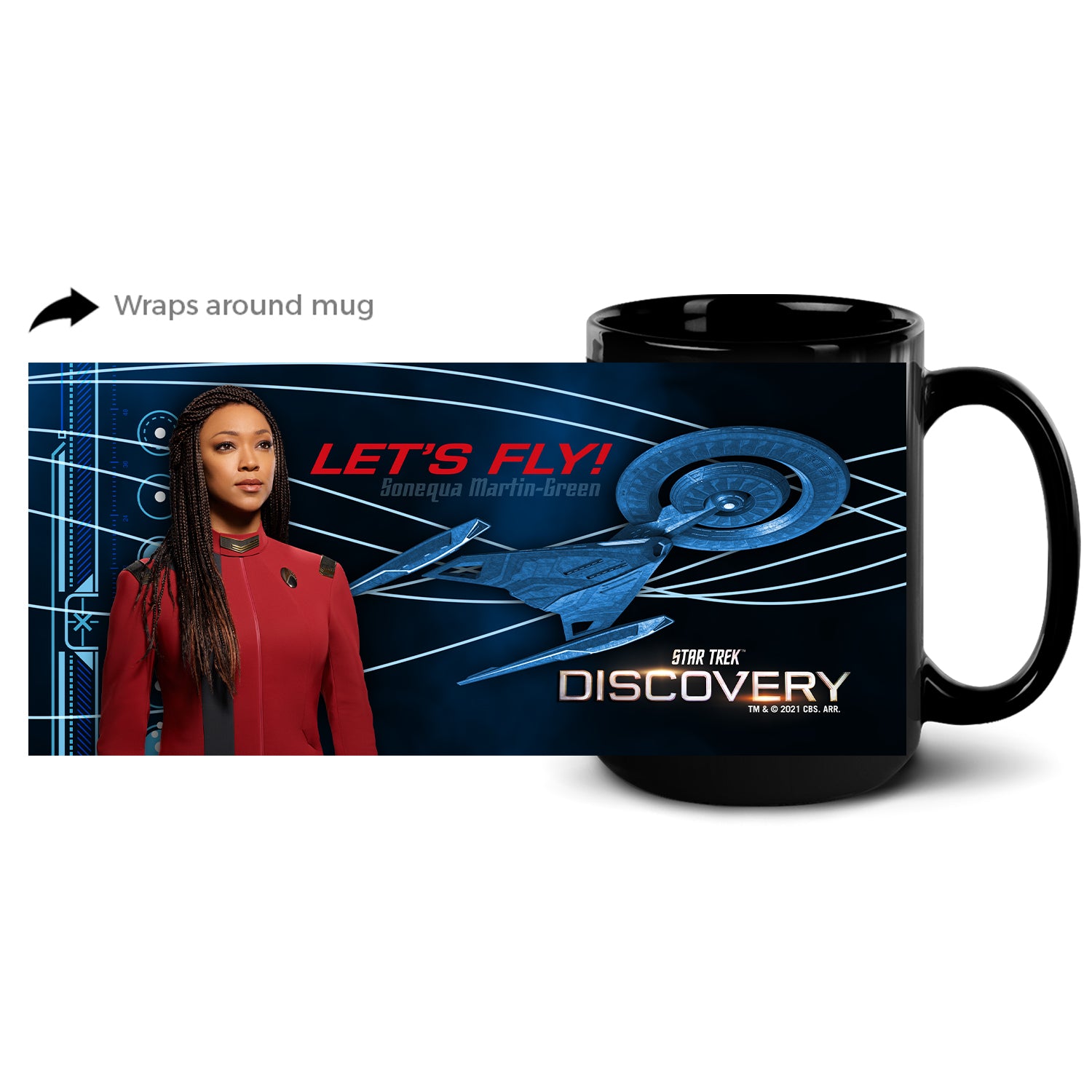 Star Trek: Discovery Sonequa Martin-Green "Let's Fly" Black Mug