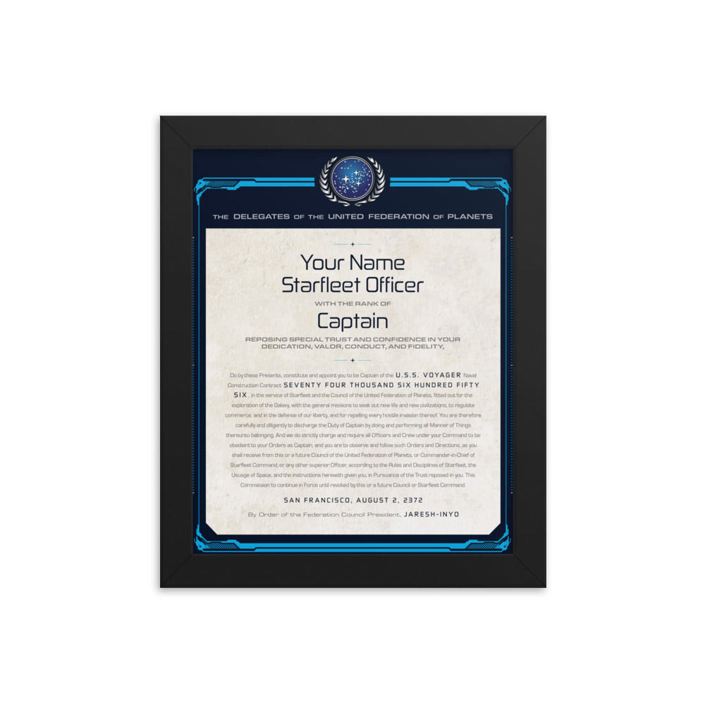 Star Trek: Voyager Personalized Captain's Assignment Letter U.S.S. Voyager NCC-74656