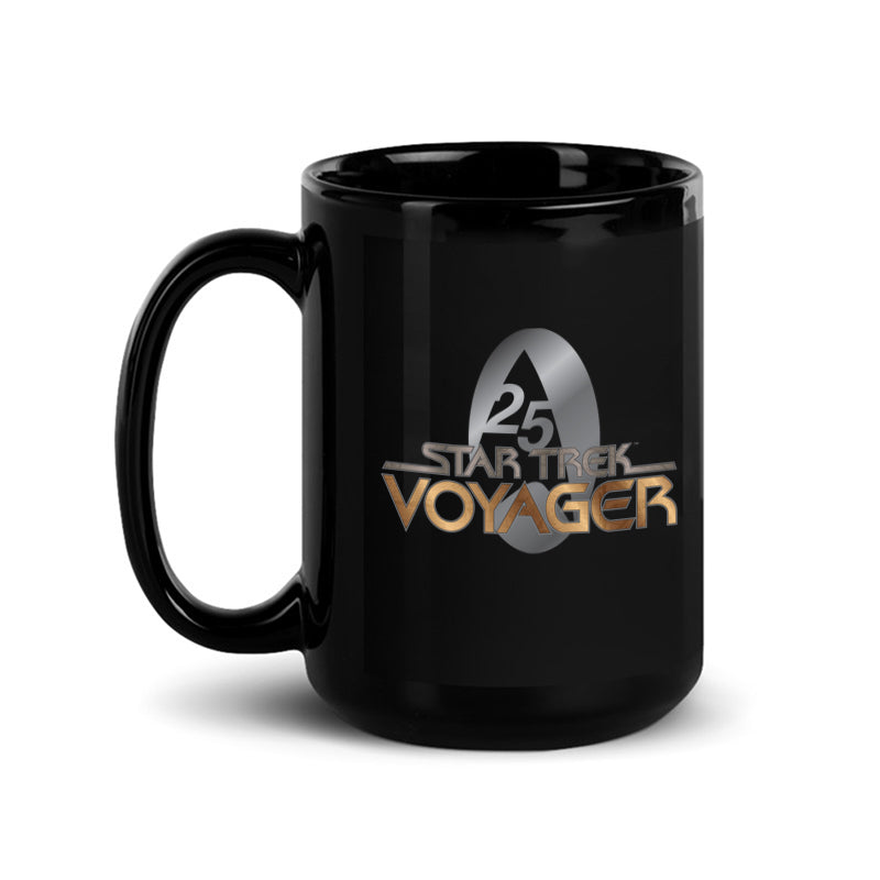 Star Trek: Voyager Gold 25 Logo Black Mug