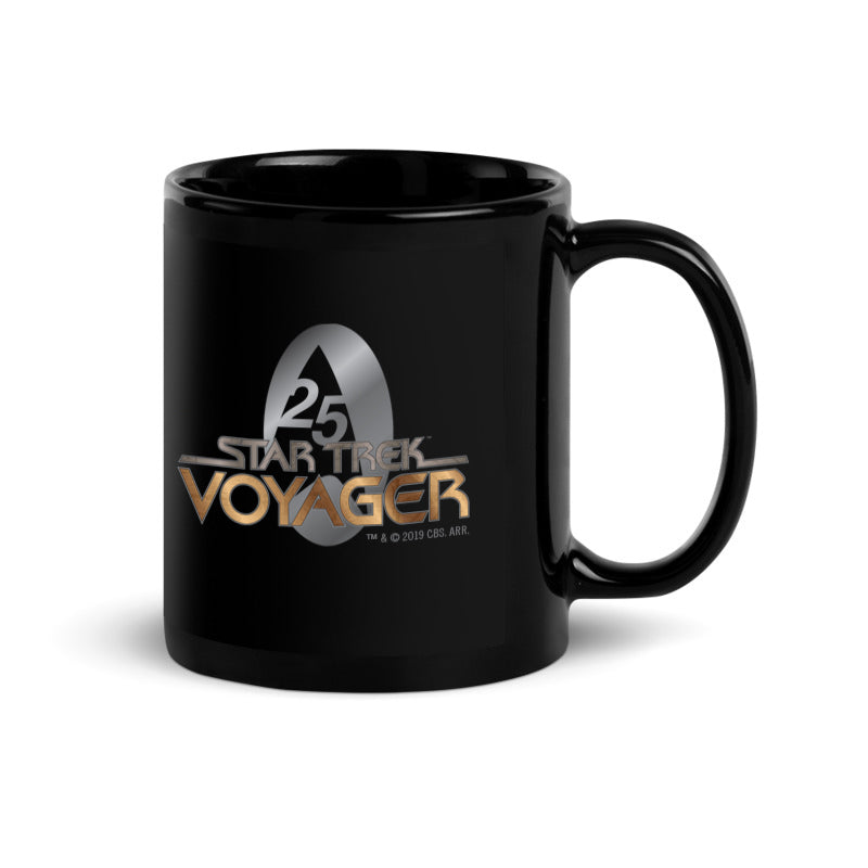 Star Trek: Voyager Gold 25 Logo Black Mug