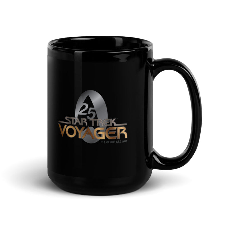 Star Trek: Voyager Gold 25 Logo Black Mug