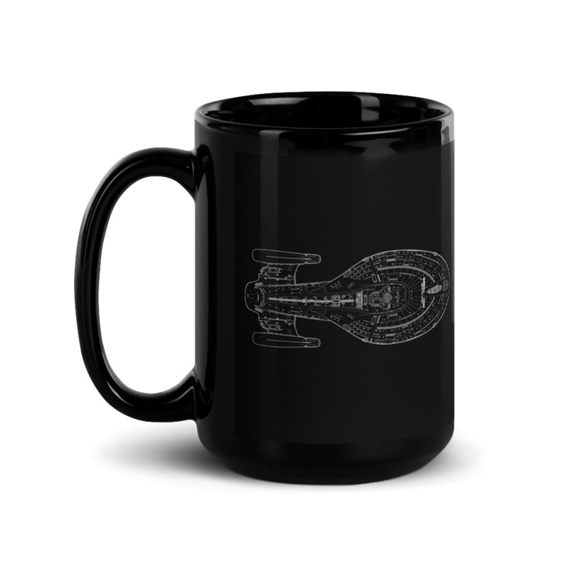 Star Trek: Voyager 25 Schematic Black Mug