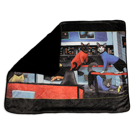 Star Trek: The Original Series Crew Cats Black Sherpa Blanket